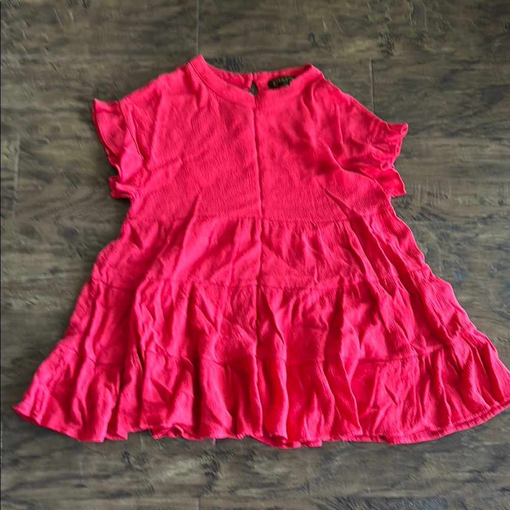 Women's Red Ruffle Blouse